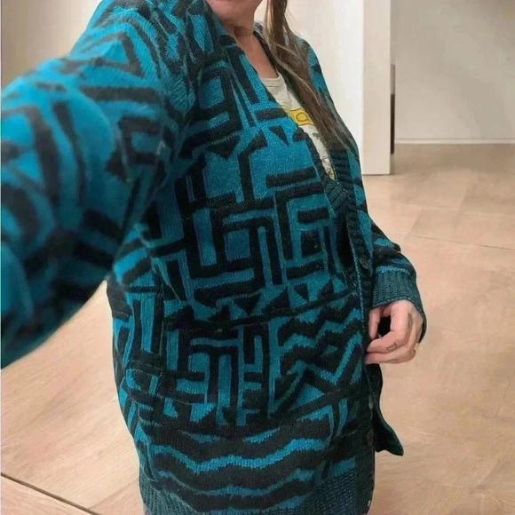 True Vintage 80’s Southwest Aztec Design button Cardigan oversized Small/medium - Picture 11 of 14